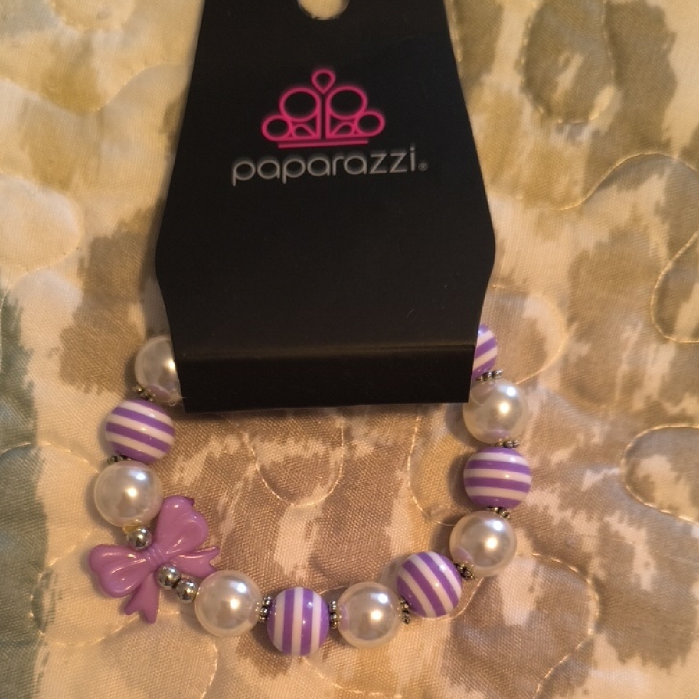 Paparazzi Kids Purple and Silver Beaded Bracelet